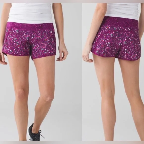 LULULEMON💫Women’s Plum Paradise Camo Geo Regal Run Times Shorts - Picture 2 of 16